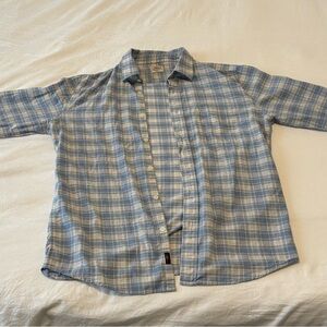 Faherty Light Blue and White Plaid Men's Shirt